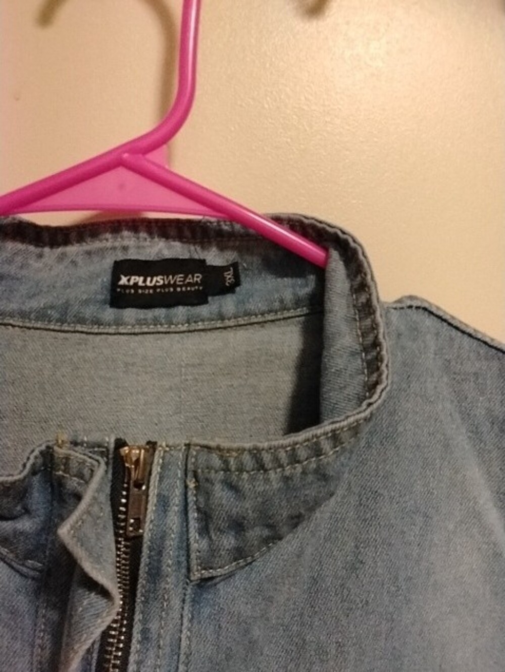 Distressed Blue Denim Women's Plus Jumpsuit - Casual Utility Style - Picture 2 of 5